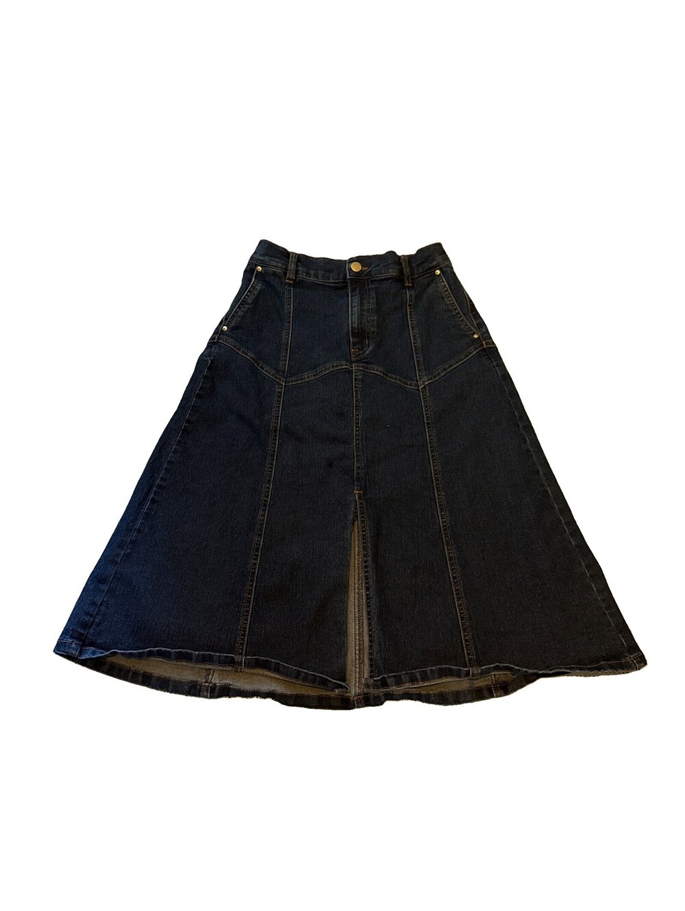 Jessica Simpson Women’s Blue Denim Midi Skirt Front Slit, Size 4/27, EUC